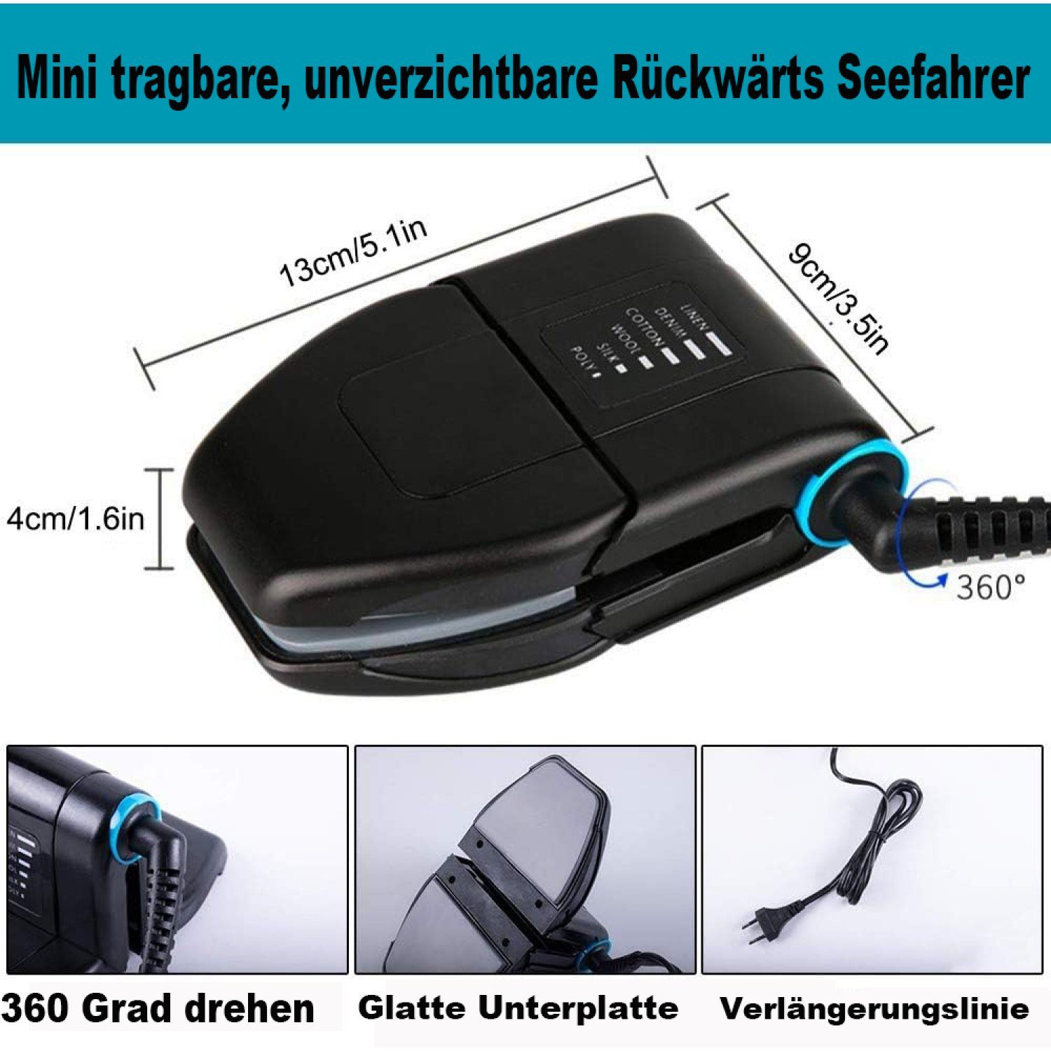 Devenirriche Dampfbügeleisen Reisebügeleisen, Klappbar Dampfbürste Dampfglätter für Zuhause