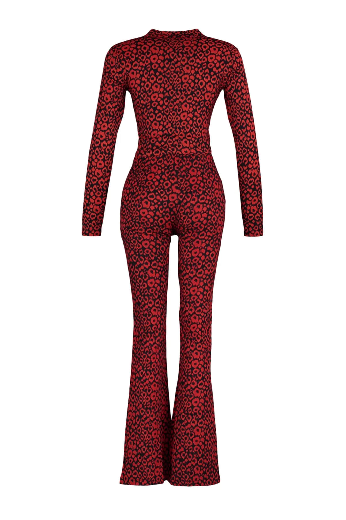 Trendyol Collection  Rotes bedrucktes Strickoberteil und -unterteil-Set TWOAW23AU00153