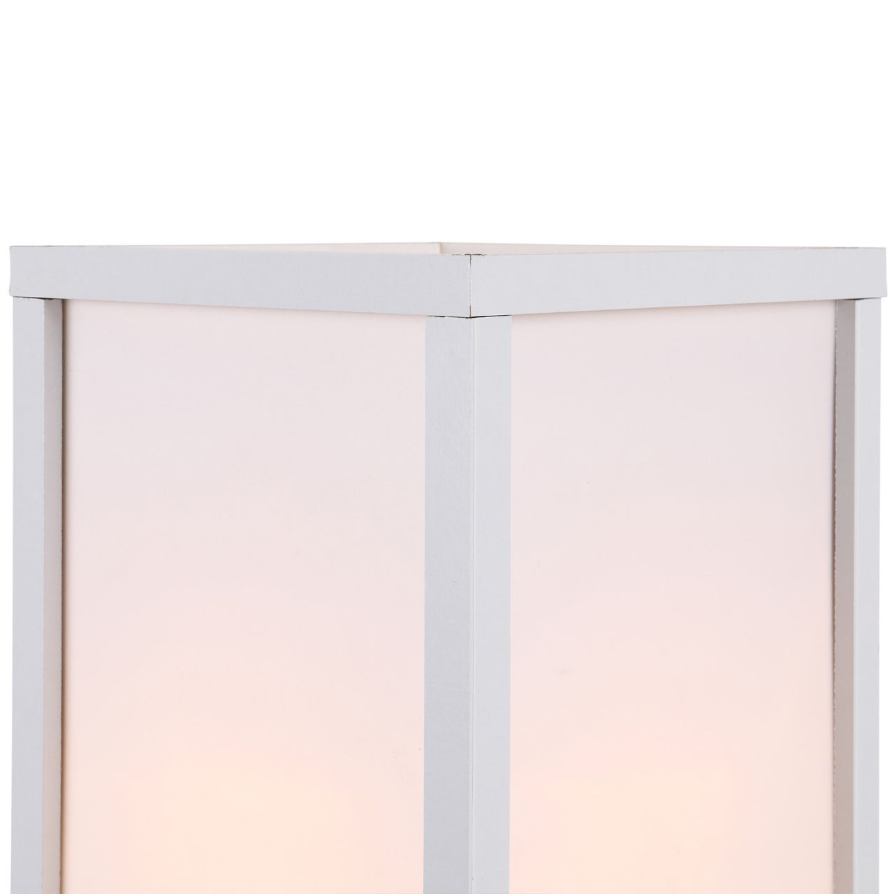 HOMCOM Stehleuchte Stehlampe mit 3 Regalen Innenbeleuchtung E27 bis 40W für Wohn-/Schlafzimmer E1-MDF, Acryl Weiß 26 x 26 x 160 cm