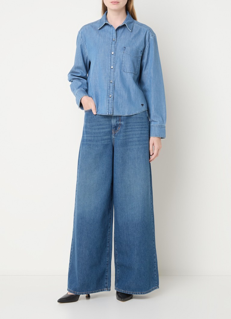 Jean MaxMara Abitata taille haute à jambes larges, délavage moyen