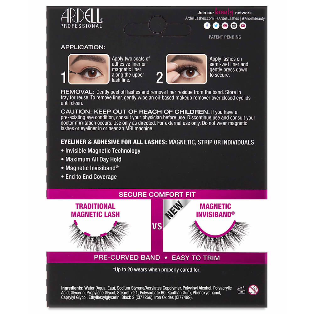 Ardell Faux-Cils Magnétique Faux Mink n°818 avec colle/feutre eyeliner Duo 2,5g Faux-Cils Magnétiques en frange réutilisables, avec colle/feutre eyeliner inclus