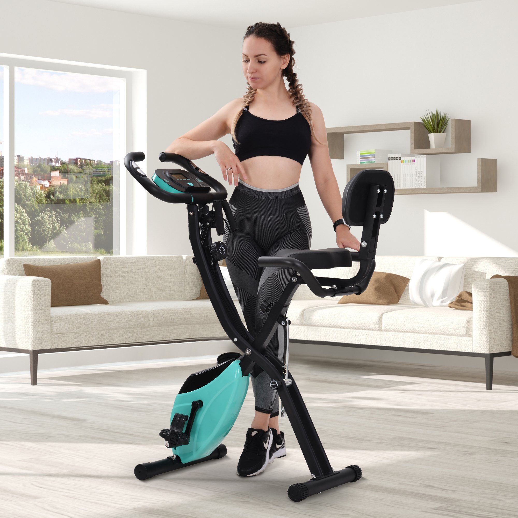 EXTSUD Heimtrainer Faltbares magnetisches Heimtrainer für effizientes Indoor-Training, 4-in-1-Design für verschiedene Trainingspositionen