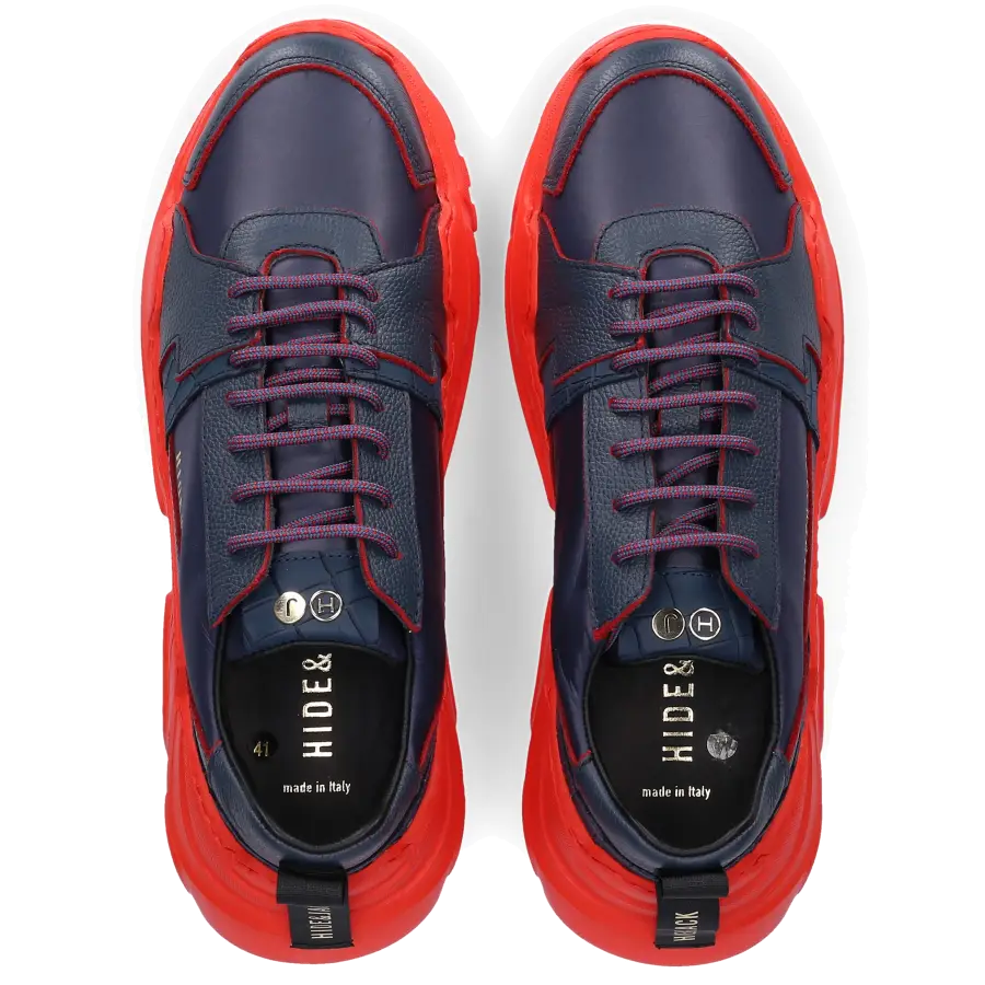 Hide & Jack - Sneaker low SPEEDBUMP Kalbsleder Logo blau - blau