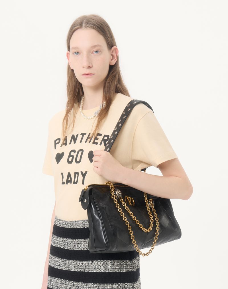 T-shirt med panterprint i bomuldsjersey