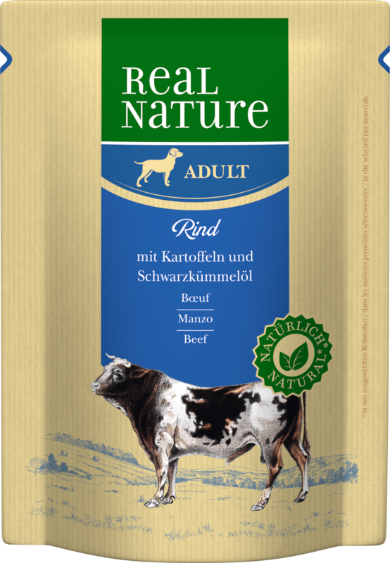 REAL NATURE Hundenassfutter REAL NATURE Adult Pouches 6x300g Rind mit Kartoffel