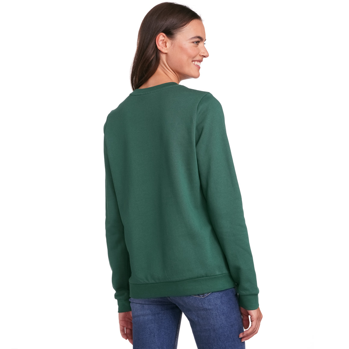Damen Weihnachtssweatshirt mit Applikation dunkelgrün