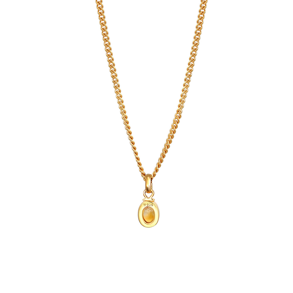 Elli PREMIUM Elli PREMIUM Collier Pendentif pour dames en pierre cabochon ovale classique avec collier