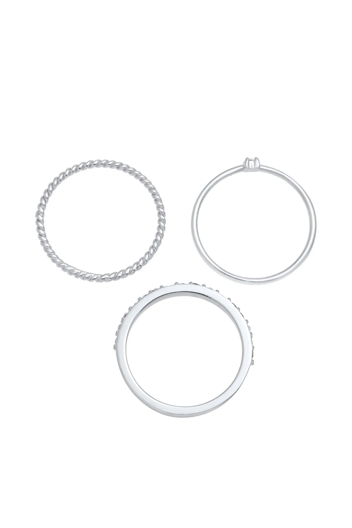 ELLI  Ring Kristalle Stapelring 3er Set 925 Silber