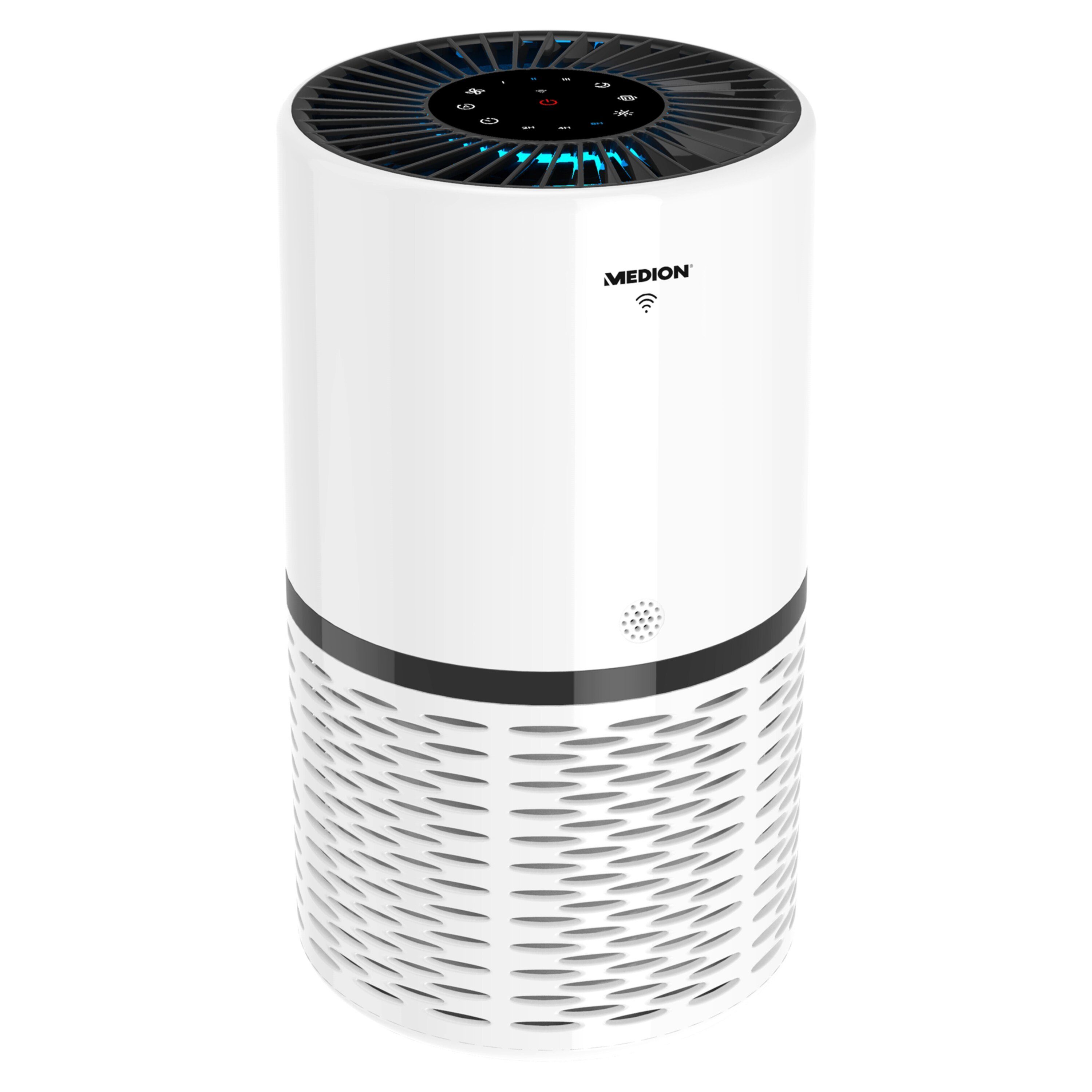 Medion® Luftreiniger Luftreiniger Touch LED HEPA-Filter 23W 52m² 52dB APP Steuerung, MD10171