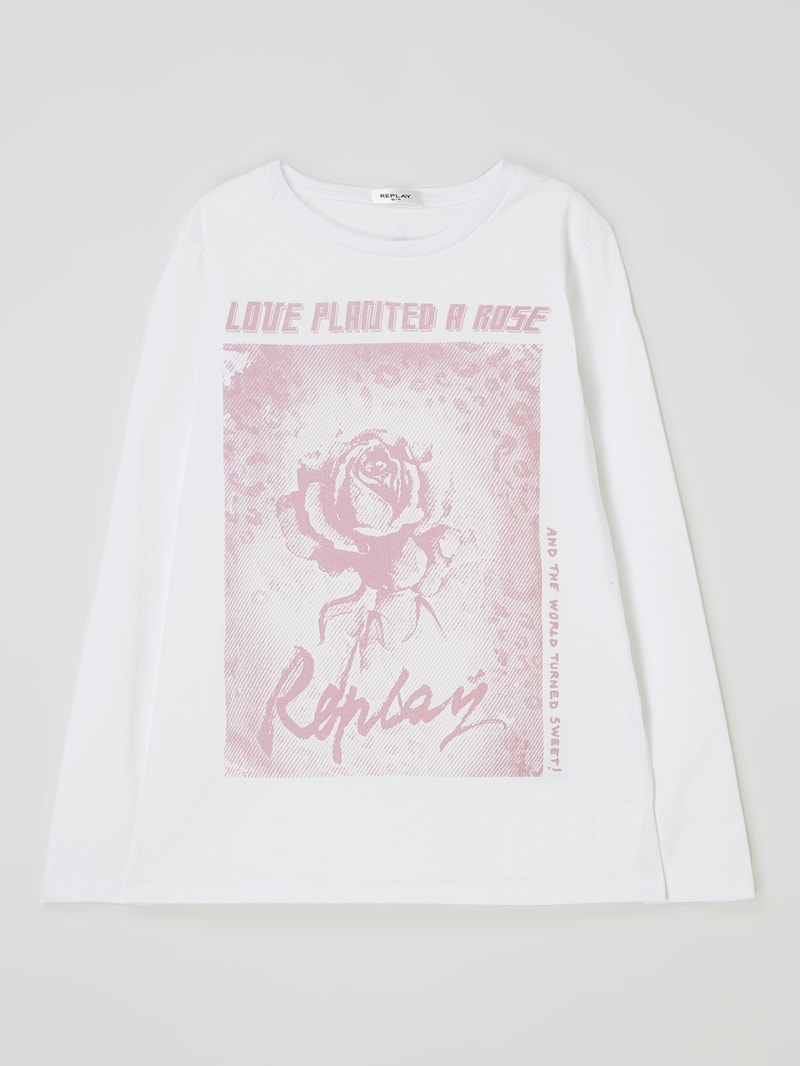 Longsleeve aus Baumwolle in weiß