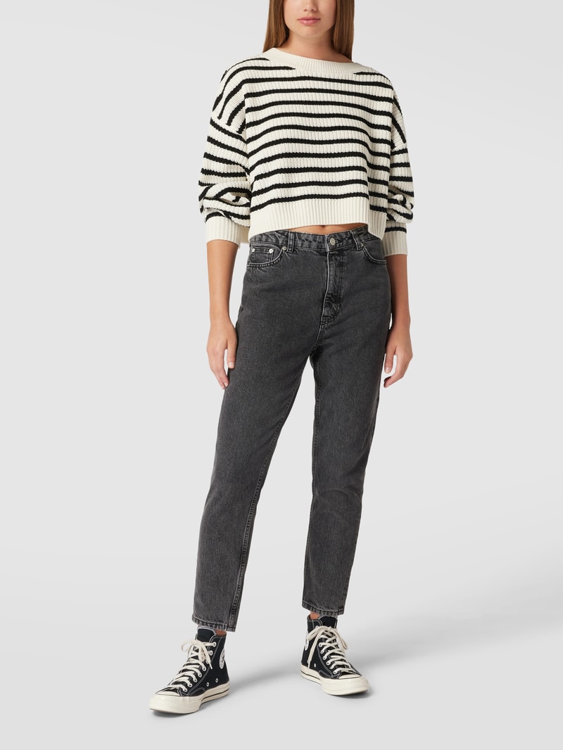 Jeans mit Label-Patch im Skinny Mom Fit in anthrazit