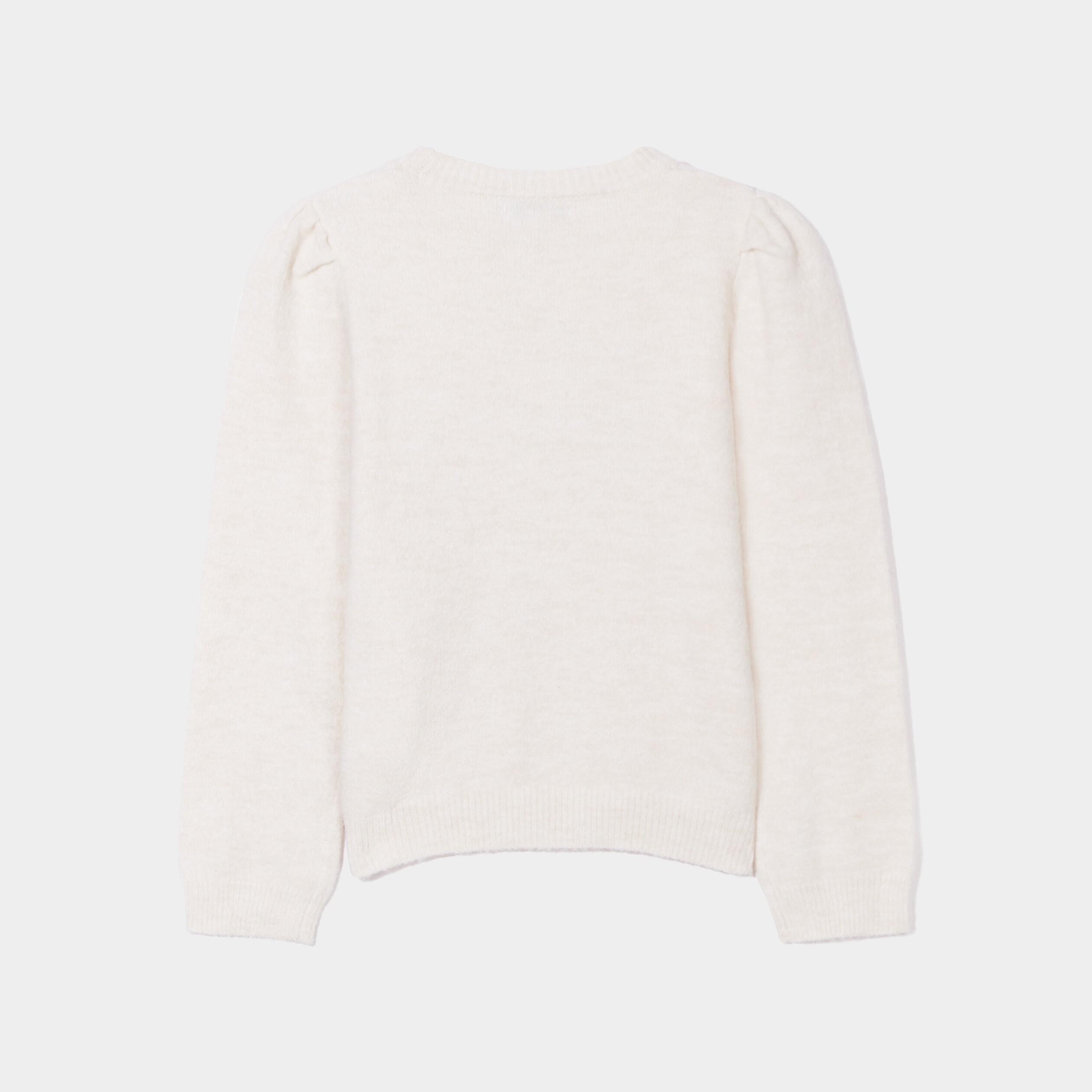 Pull droit col rond avec sequins beige fille | La Halle