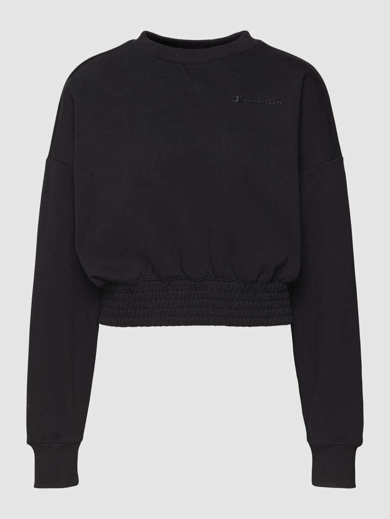 Cropped Sweatshirt mit Label-Details in schwarz