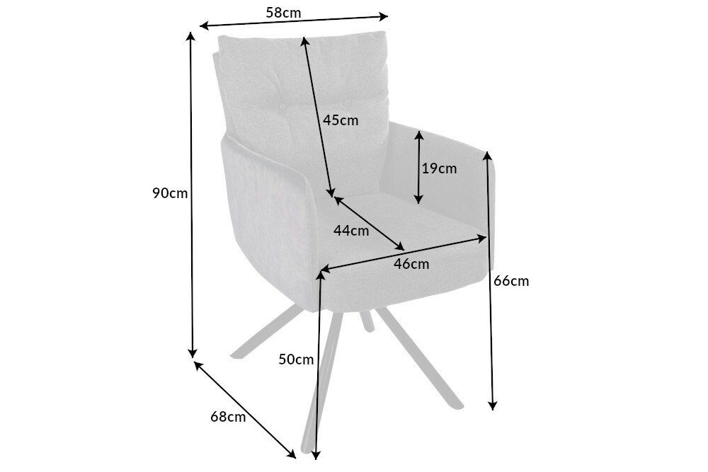 riess-ambiente Polsterstuhl BIG GEORGE grau / schwarz (Einzelartikel, 1 St), Esszimmer · Samt · 360° drehbar · Armlehne · Retro