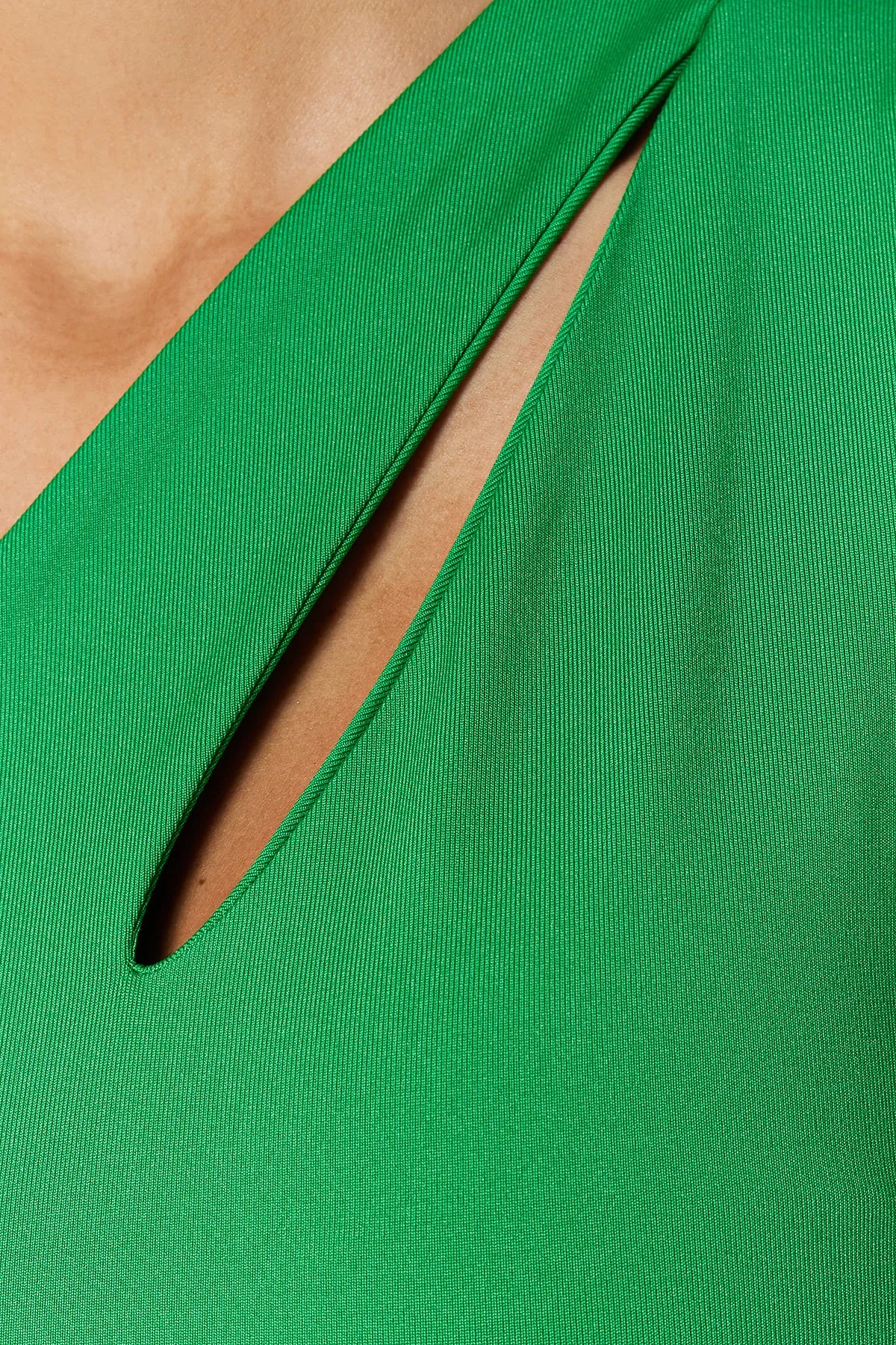 Trendyol Collection  Grüner asymmetrischer Kragen, Cut-Out, Stretch-Strickbody mit Druckknöpfen TWOSS23BD00014