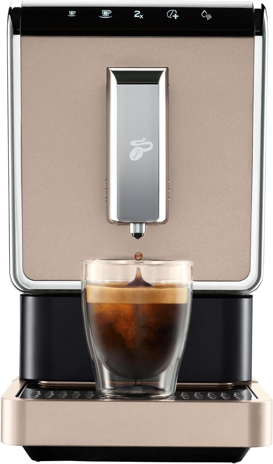 Tchibo Kaffeevollautomat Esperto Caffè für Caffè Crema und Espresso, Metallic Sand, Herausnehmbare Brüheinheit
