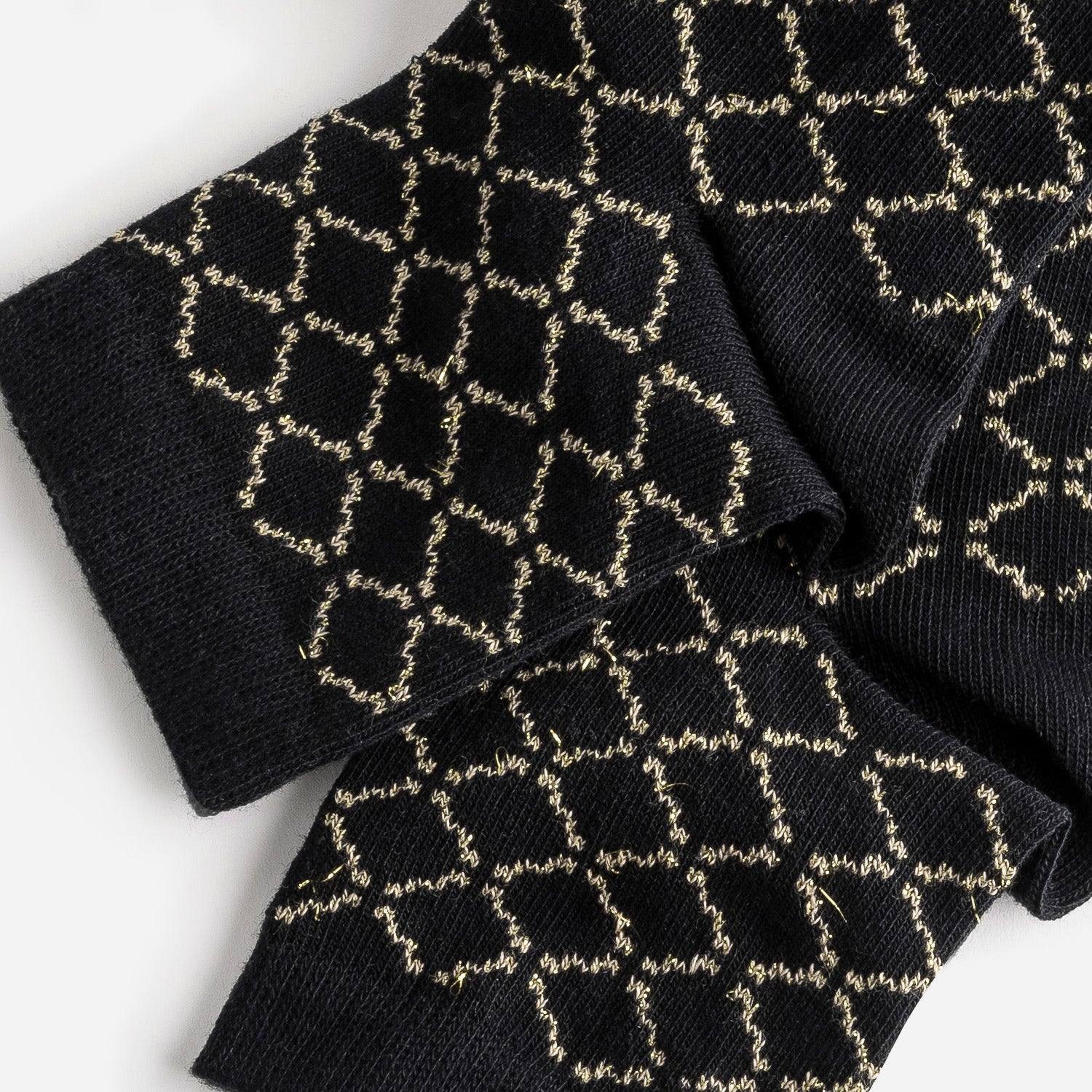 Chaussettes noires à motif graphique doré