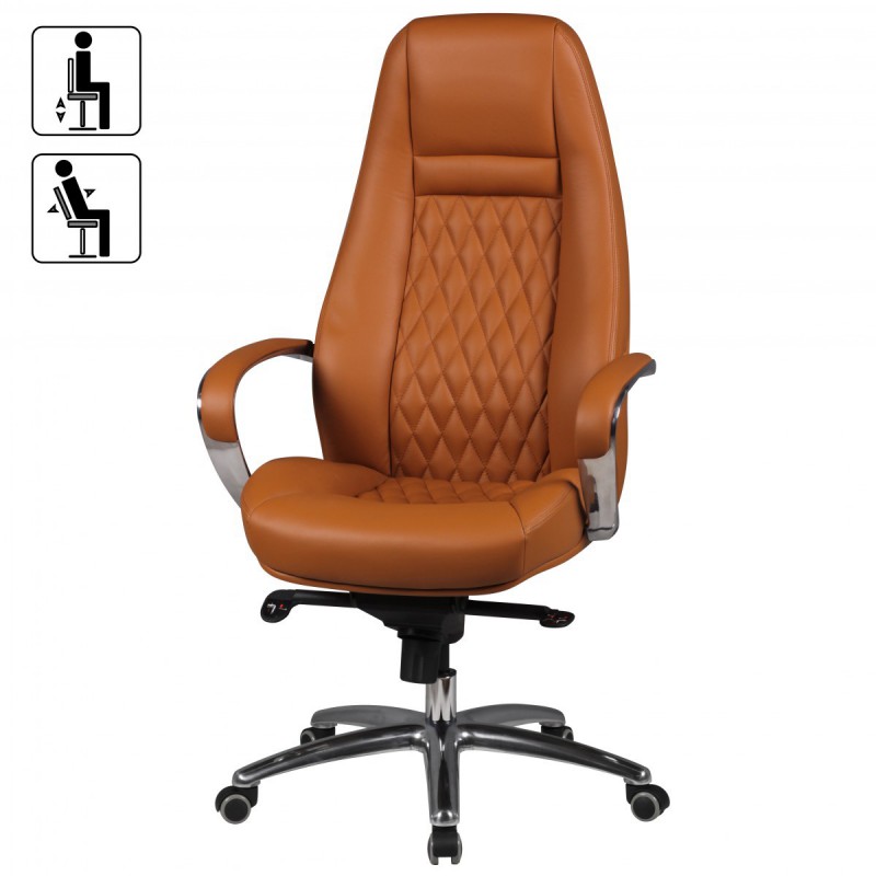 Amstyle Bürostuhl Austin Echtleder Caramel Schreibtischstuhl Chefsessel Drehstuhl mit Synchronmechanik