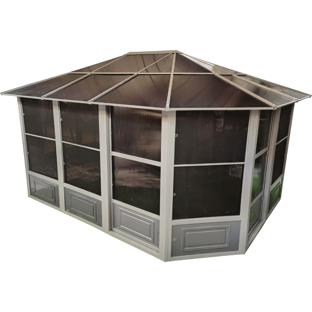 HC Garten & Freizeit Aluminium Wintergarten Pavillon - ca. 411 x 411 x 280 cm, Anthrazit