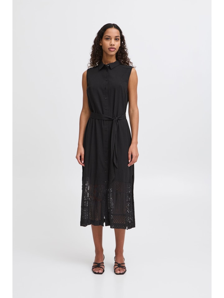ICHI Midikleid in schwarz günstig kaufen