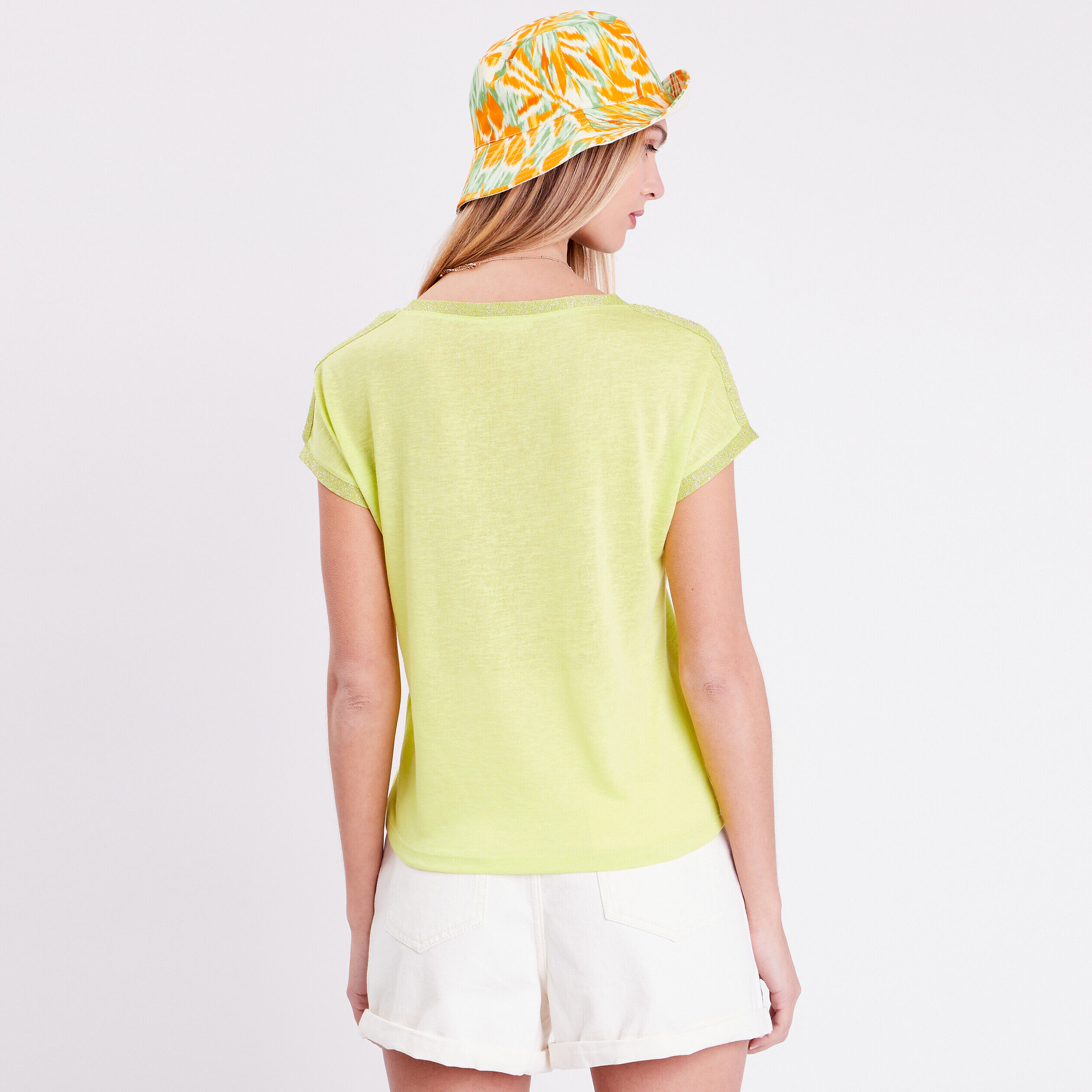 T-shirt manches courtes vert fluo femme | Cache Cache
