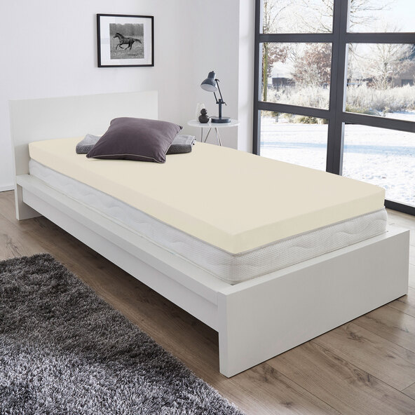 Supersoft Spannbetttuch für Topper, 90-100 x 200-220 cm, creme
