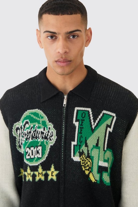 Schwarze Oversize Harrington-Jacke