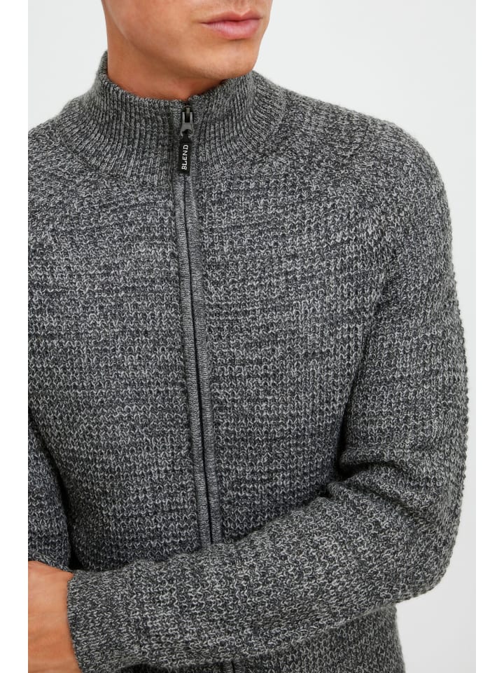 BLEND Strickjacke BHCarmelo 20713969 ME Strickjacke mit Stehkragen in Grau günstig kaufen