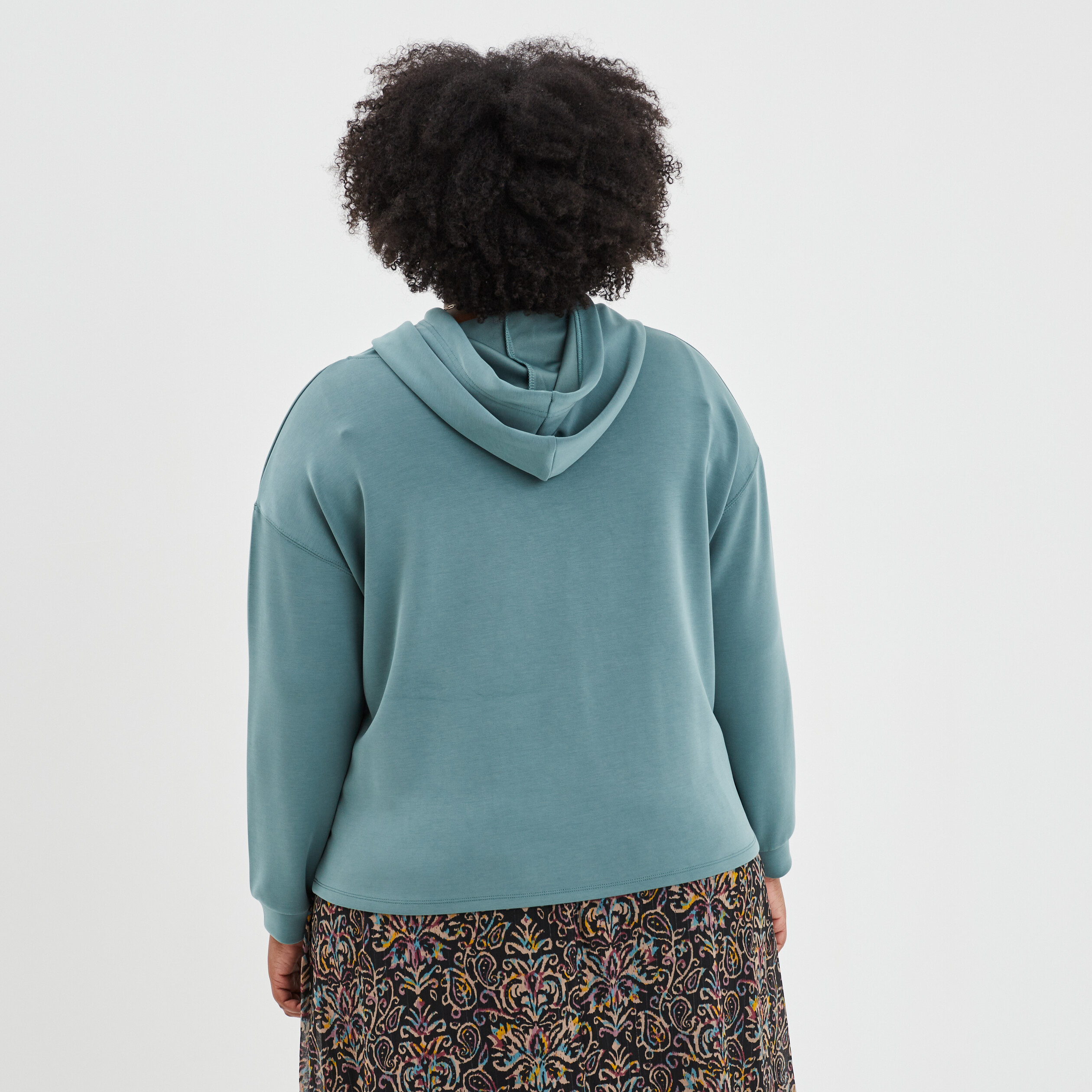 Sweat à capuche hoodie vert foncé femme grande taille | La Halle