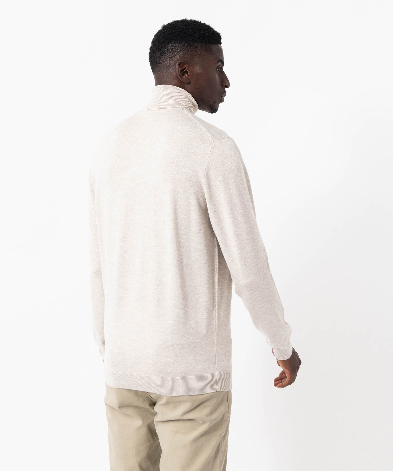 Pull à col roulé en maille fine homme ecru | GEMO