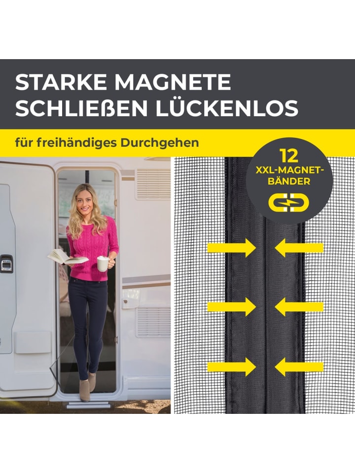 EASYmaxx EASYmaxx Moskitonetz für Campingwagen 60x195cm schwarz mit Magnetvers. für Tü günstig kaufen onesize