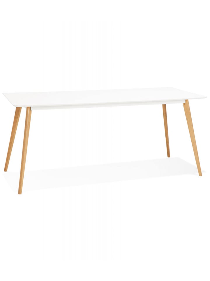 KADIMA DESIGN Esstisch aus MDF und Massiveiche | Rechteckiger Holztisch in Weiß günstig kaufen onesize
