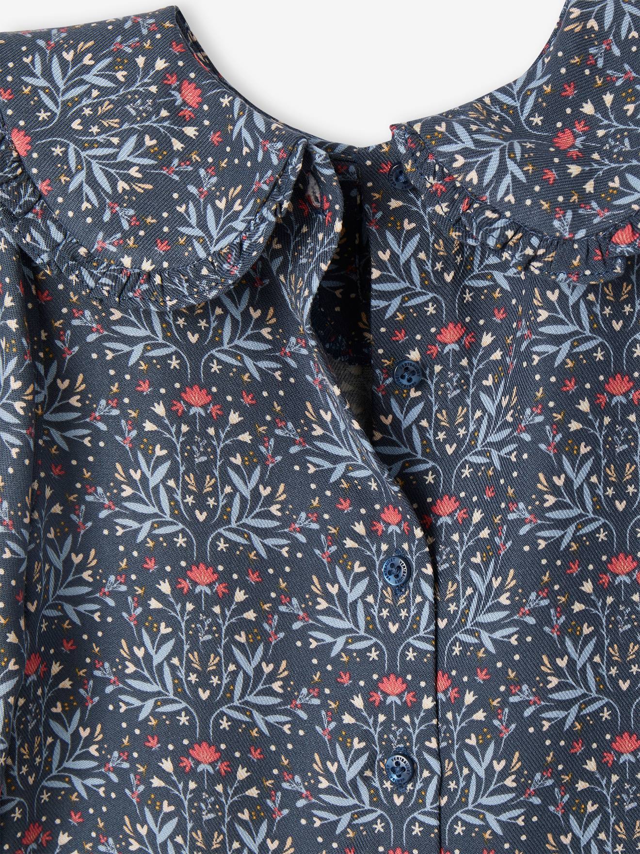 Vertbaudet Mädchen Baby Bluse mit Bubikragen - dunkelblau