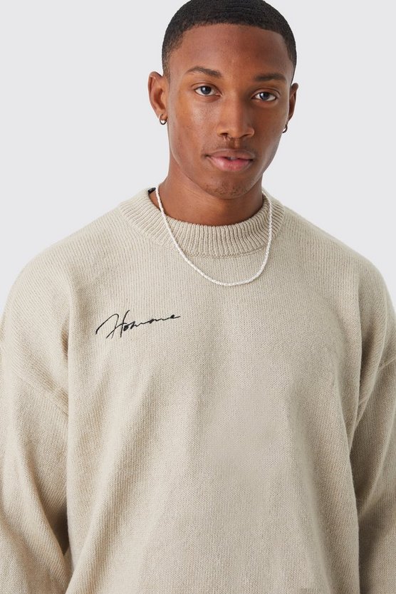 Kastiger gerippter Homme Pullover