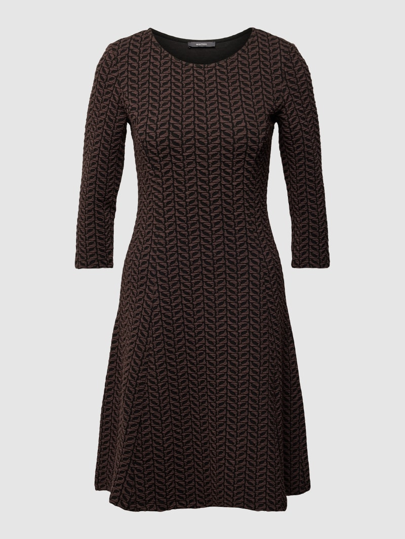 Knielanges Kleid mit Allover-Muster in schokobraun
