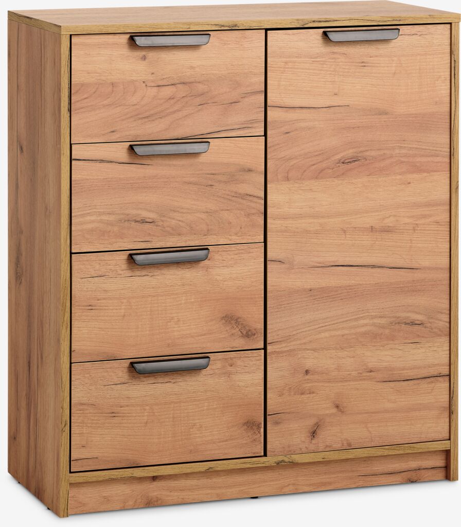 Commode JENSLEV, 4 tiroirs, 1 porte, chêne
