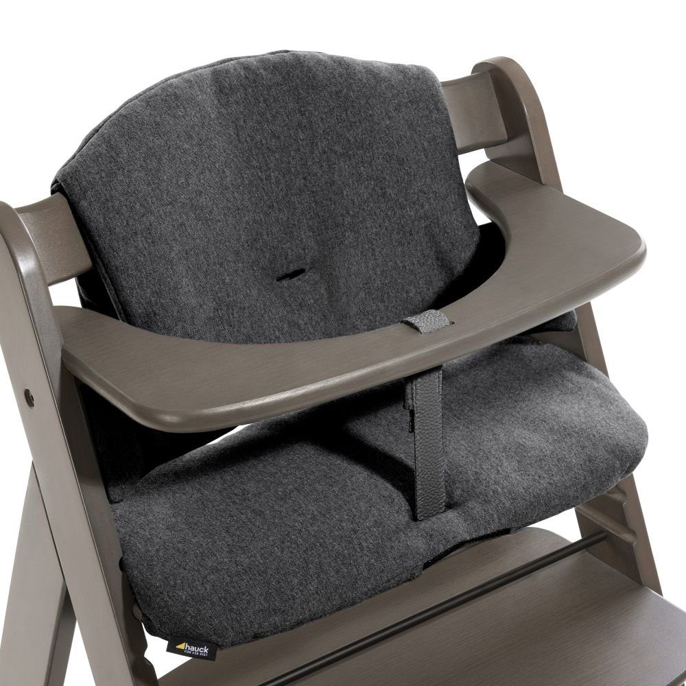 Hauck Hochstuhl Alpha Plus Charcoal, Holz Kinderhochstuhl mit Essbrett, Sitzkissen verstellbar, mitwachsend