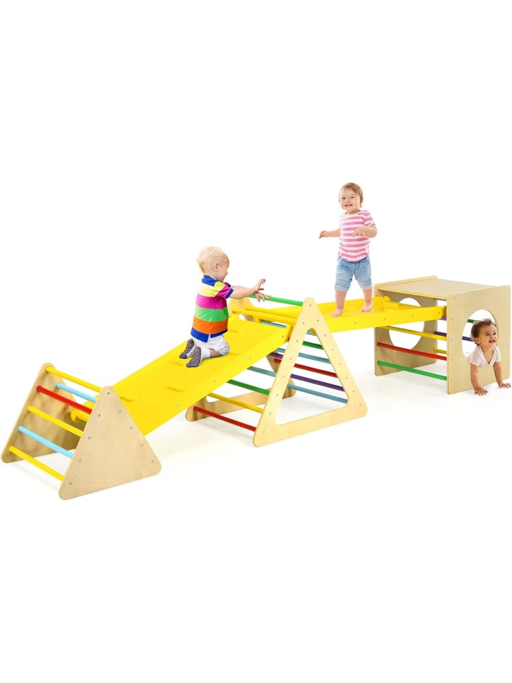 COSTWAY 5 in 1 Kletterdreieck ab 1 Jahr in Gelb günstig kaufen 70 cm