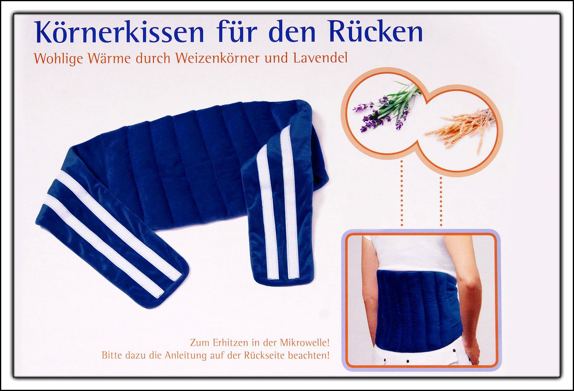 Spetebo Wärmekissen XXL Körnerkissen + Lavendel zum Umbinden - 130 cm, (Packung, 1-tlg), Rücken Wärmekissen für die Mikrowelle