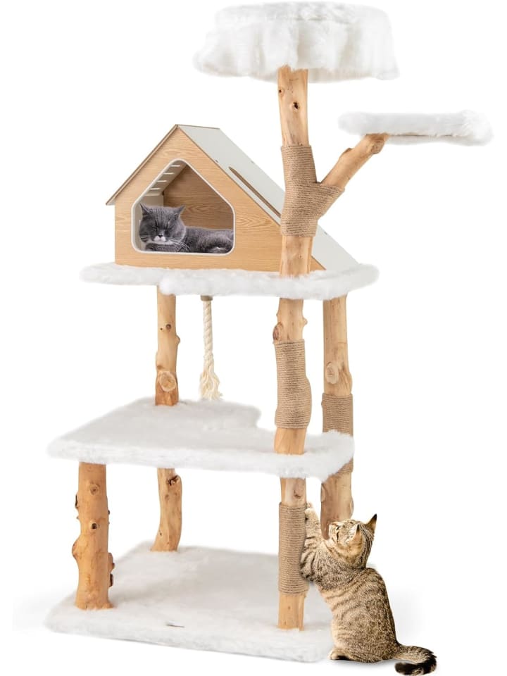 COSTWAY Kratzbaum Holz 150 cm in Weiß günstig kaufen onesize