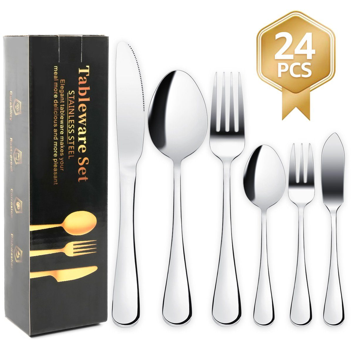 7Magic Besteck-Set, 72 teilig Spiegelpolierte Silber Besteckset