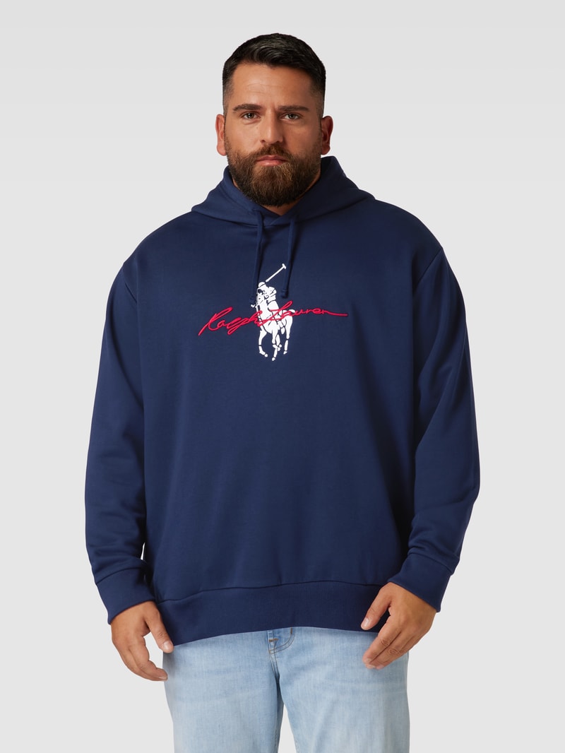 PLUS SIZE Hoodie mit Label-Stitching in marineblau