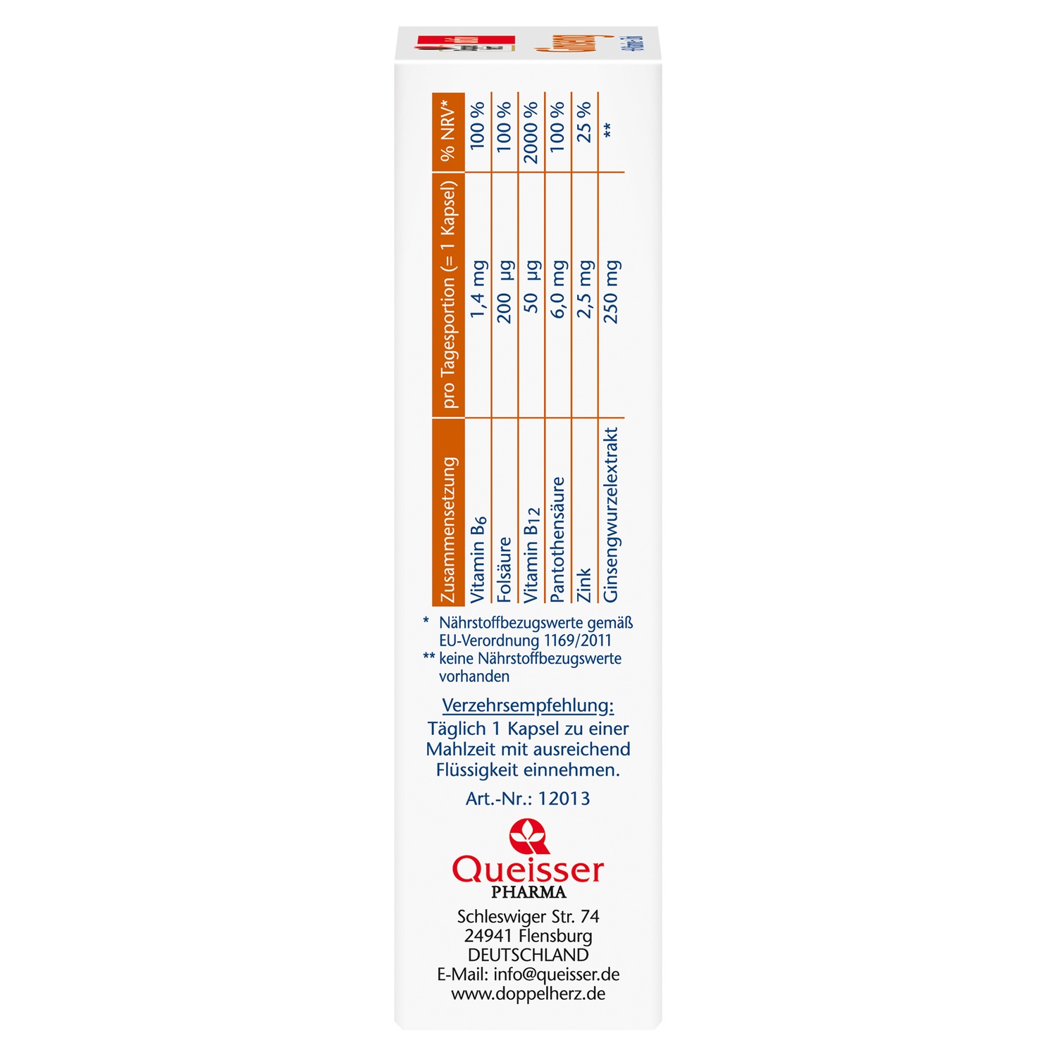 Ginseng 250+B-Vitamine+Zink Kapseln
