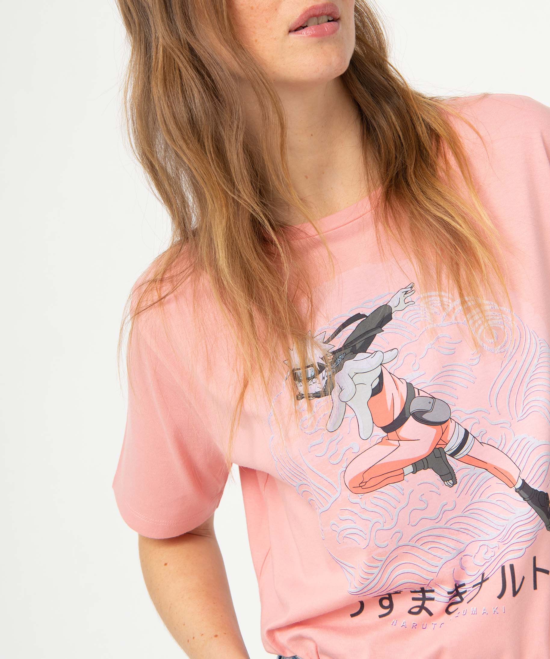Tee-shirt femme avec motif manga - Naruto rose | GEMO