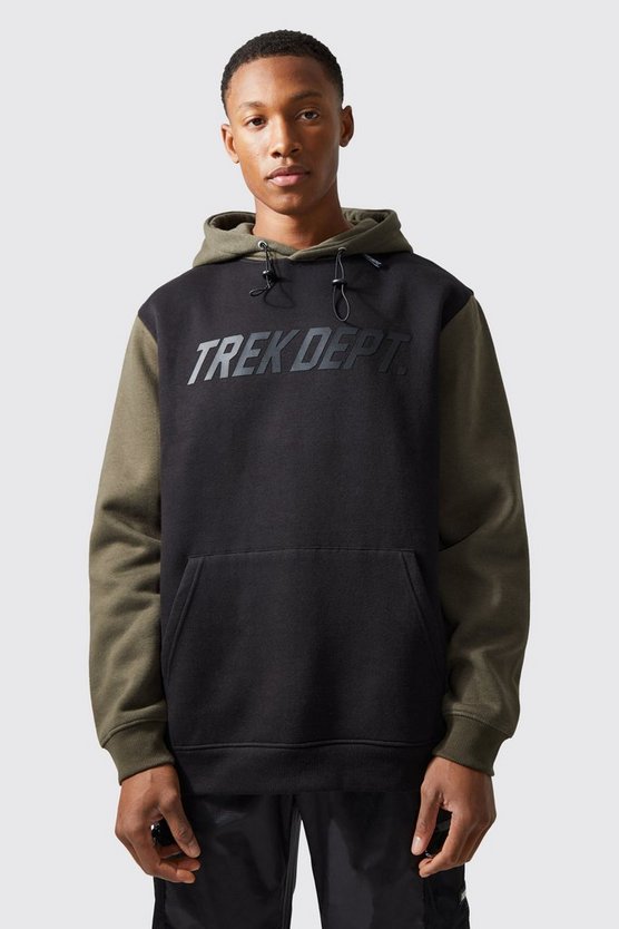 Active Oversize Colorblock Hoodie mit Trekking Dept Print