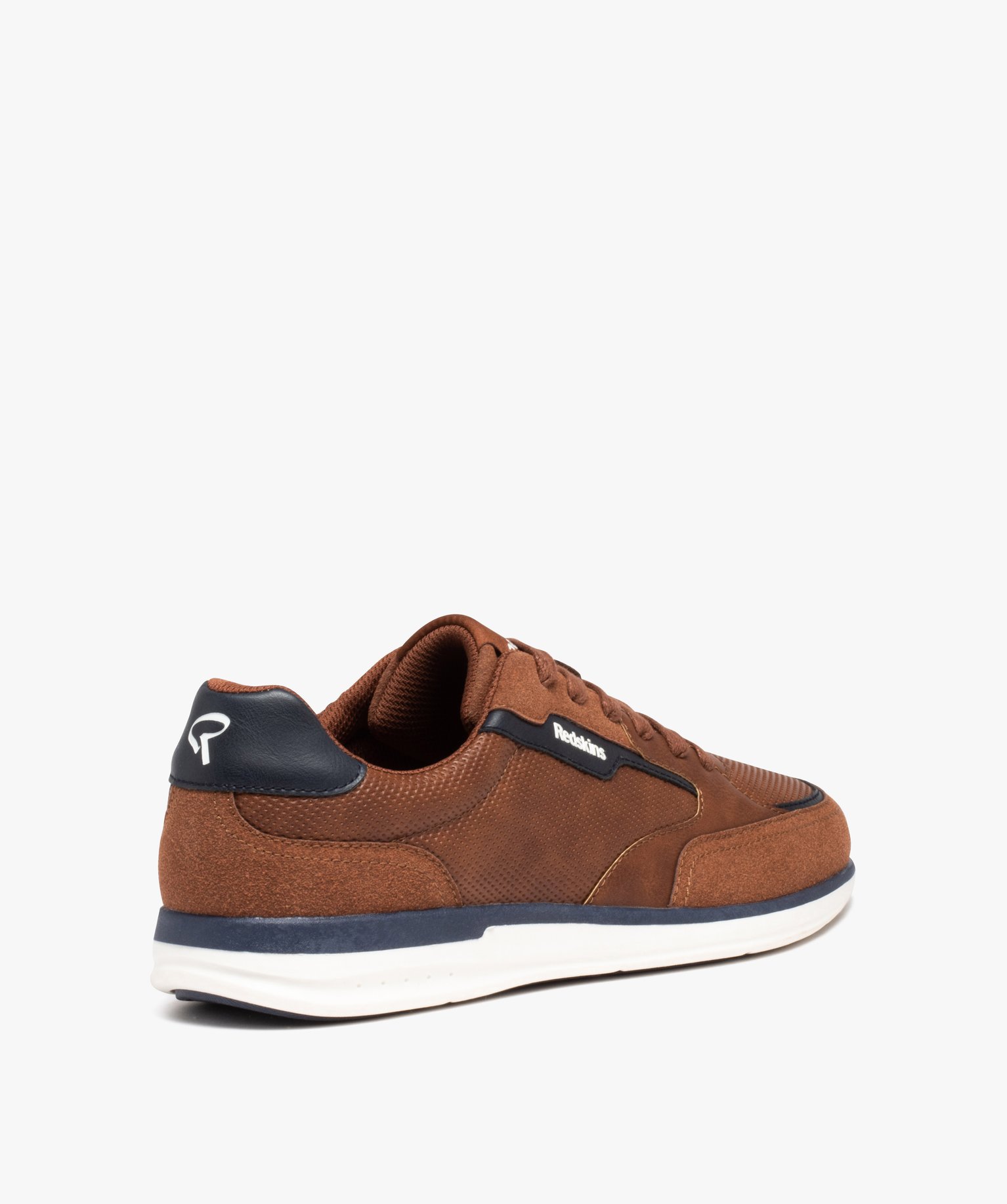 Baskets homme casual à lacets bi-matières - Redskins cognac | GEMO
