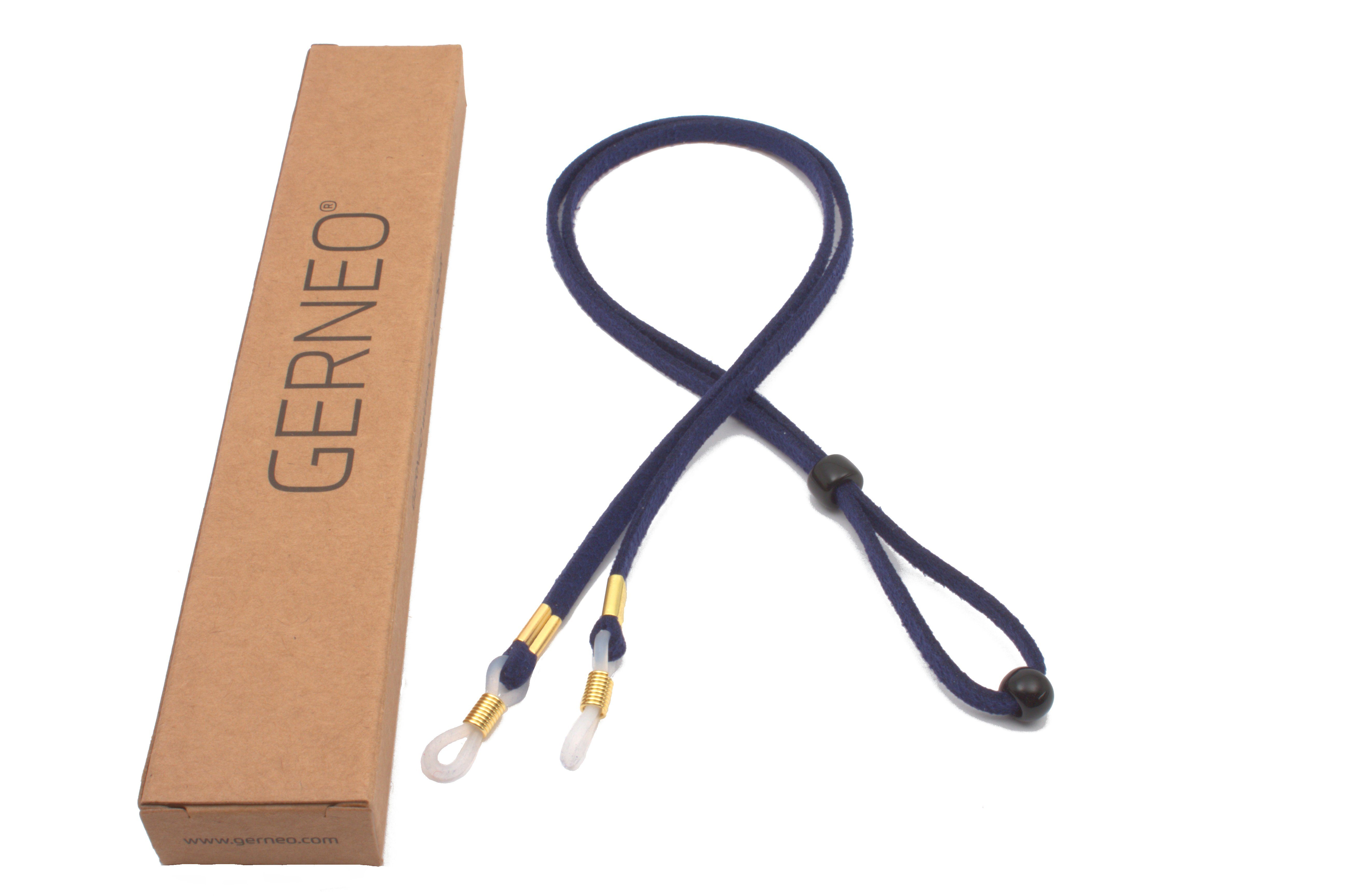 GERNEO Brillenband GERNEO® - Kuba – retro Brillenband Wildlederoptik - Unisex, PU Brillenkordel für Sonnenbrillen & Lesebrillen – Halterungen gold