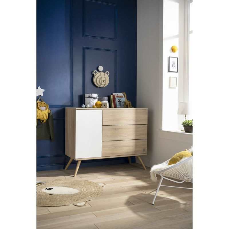 Commode 1 porte et 3 tiroirs Seventies