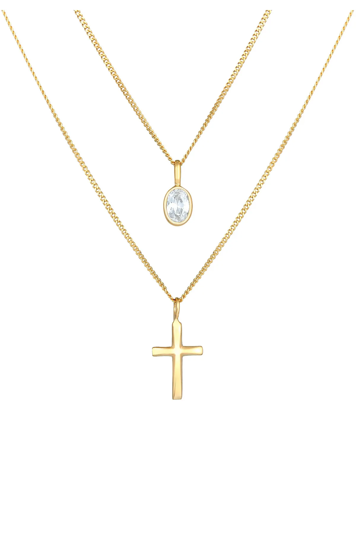 ELLI  Halskette Layer Zirkonia Kreuz Glaube 925 Silber