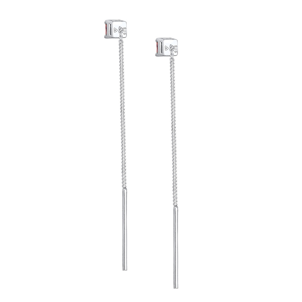 Elli Elli Boucles d'Oreilles Ladies Pull Through Square Rose pâle avec cristaux de zir Boucles d'oreilles